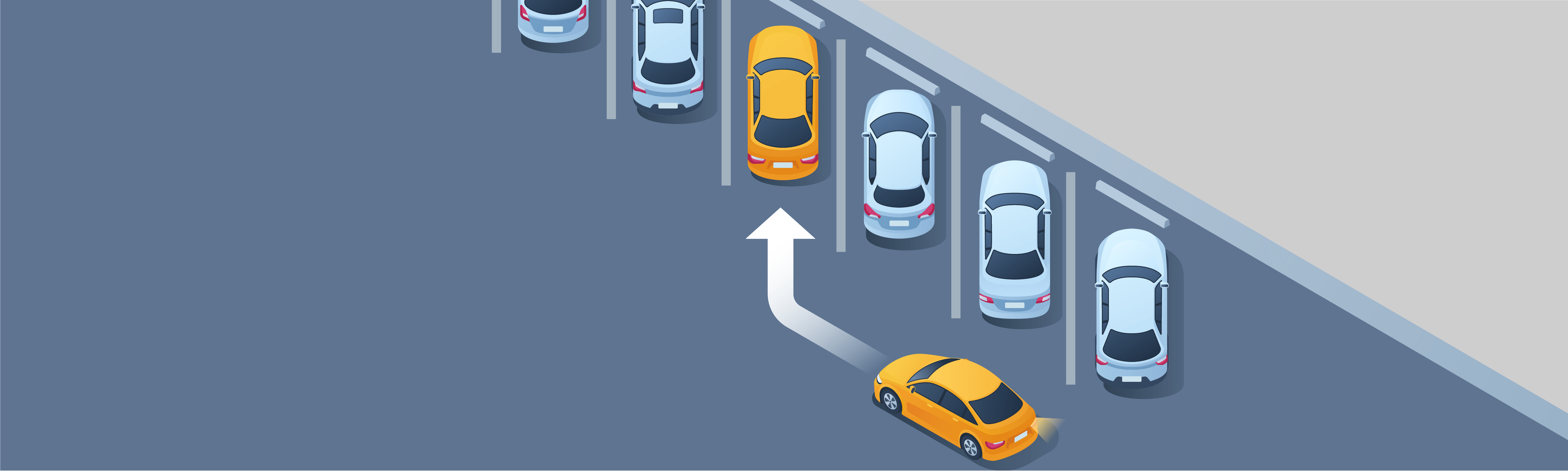 The Basics Of Driving - How should you enter an angled parking space on the right with a vehicle parked on either side of it?