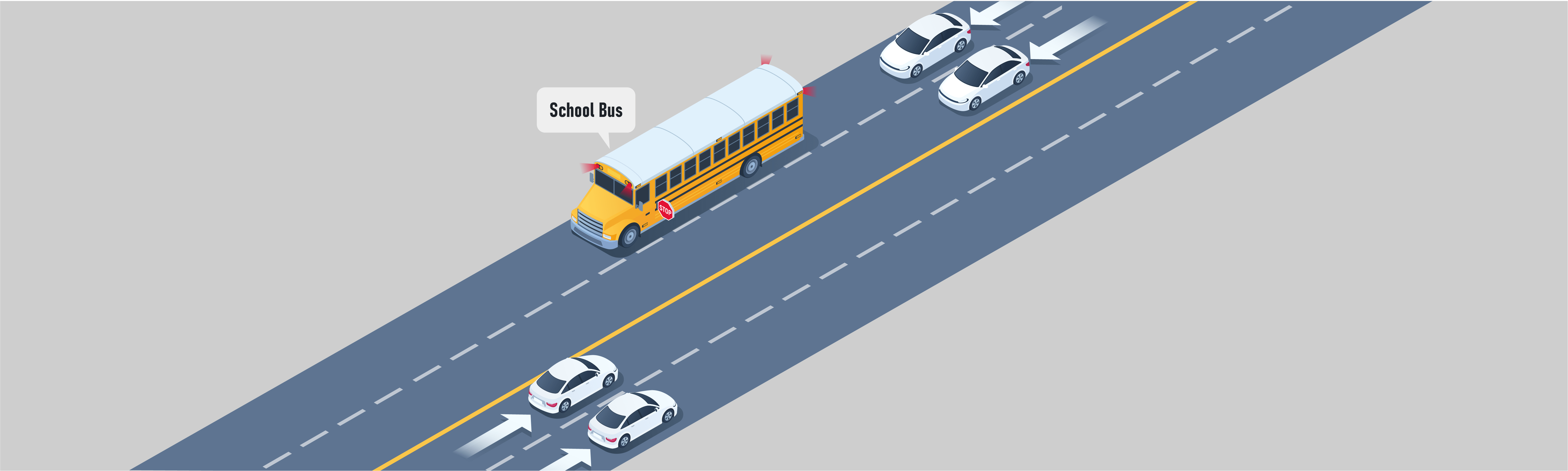 Sharing the Road - Which lanes should stop for the school bus on a four-lane undivided highway?