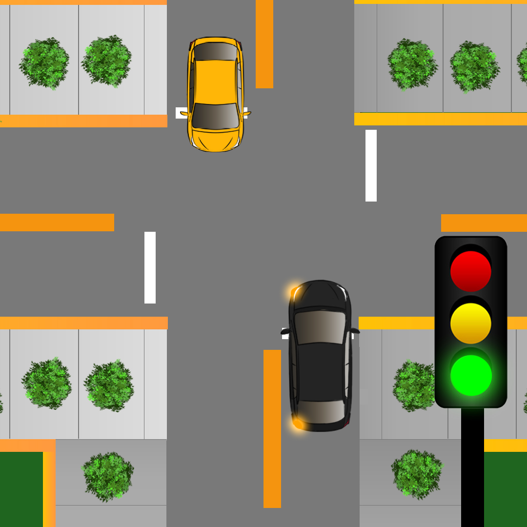 Test 2 - Who should yield at an intersection where one vehicle is going straight and the other is making a left turn?