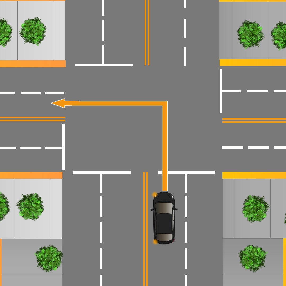 What should you do while making a left-turn if both the road you are on and the road you are turning onto are two-way streets? - What should you do while making a left-turn if both the road you are on and the road you are turning onto are two-way streets?