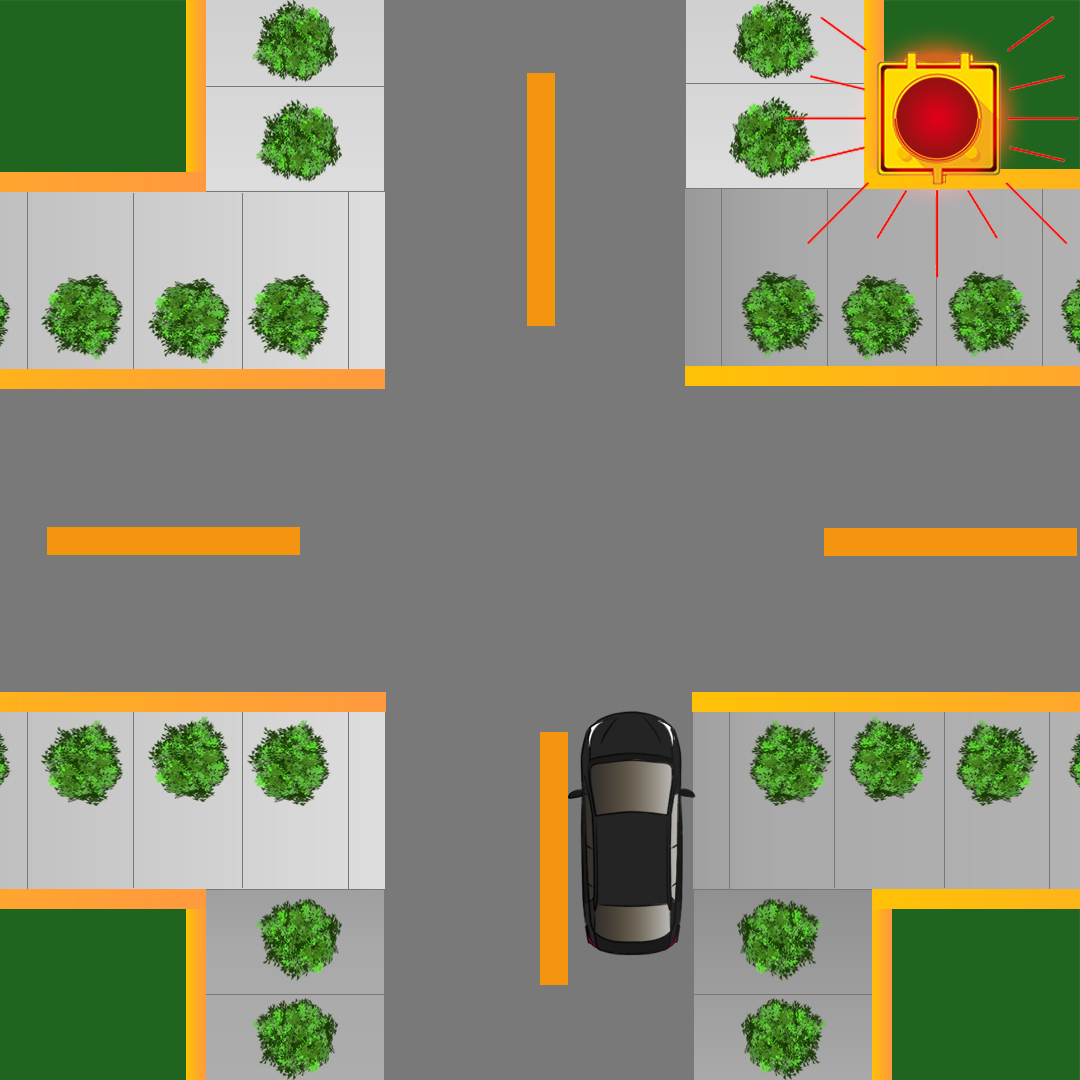 What is indicated by a flashing red beacon over an intersection? - What is indicated by a flashing red beacon over an intersection?