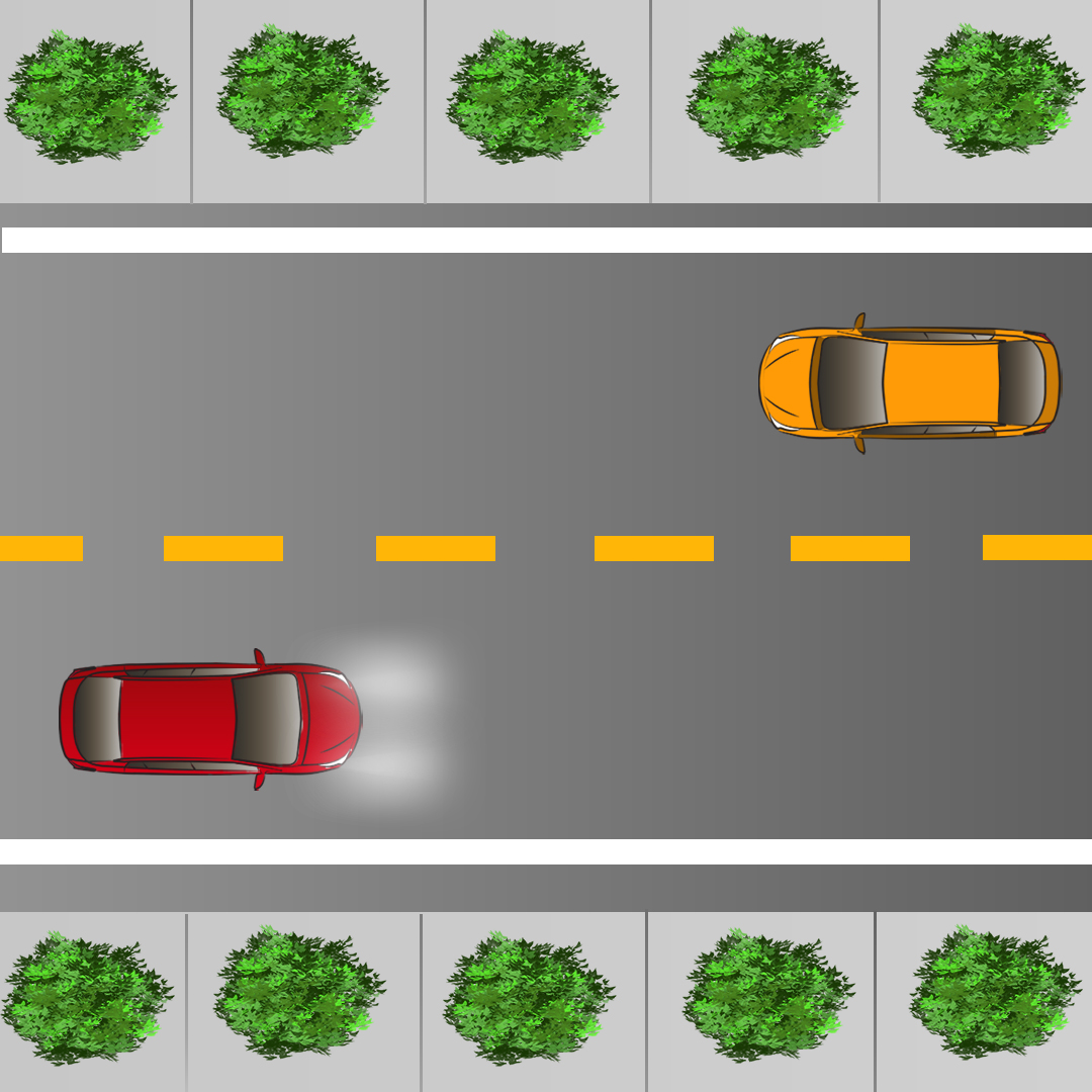 Test 2 - What distance from an oncoming vehicle do you need to be before dimming your headlights?