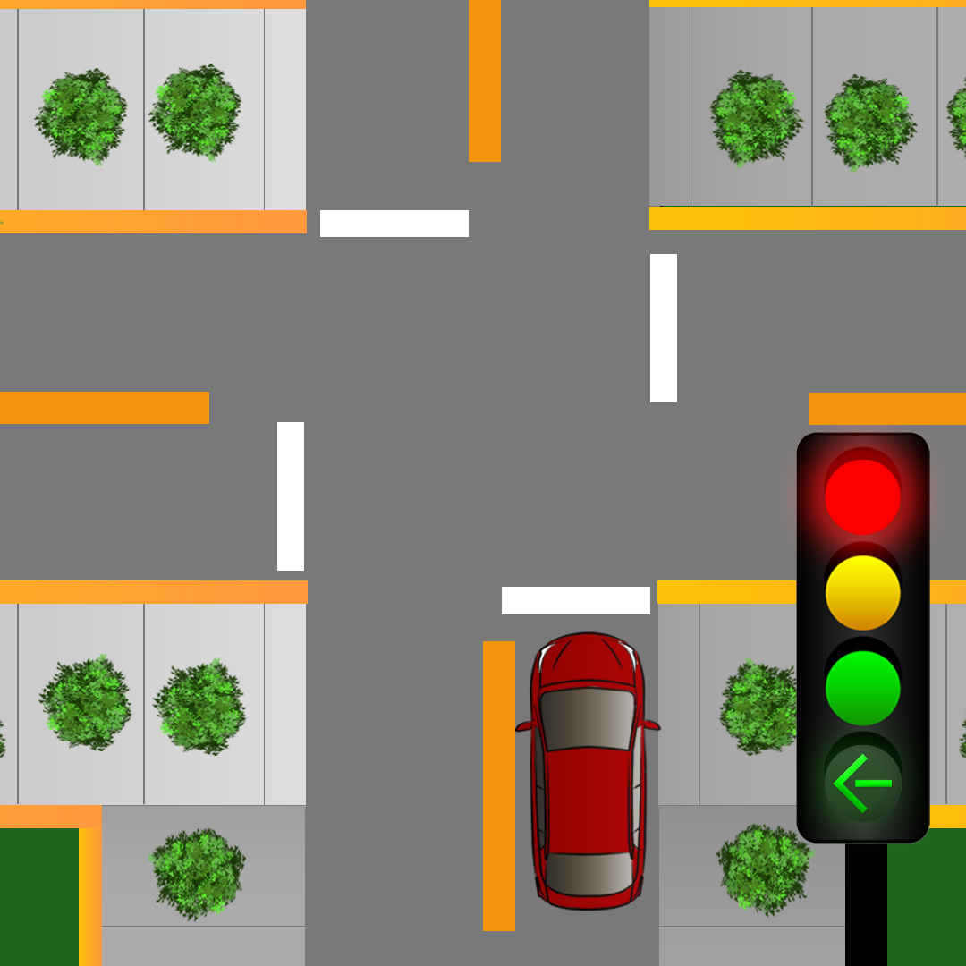 yukon car - What does a red traffic light with a green arrow indicate at an intersection?