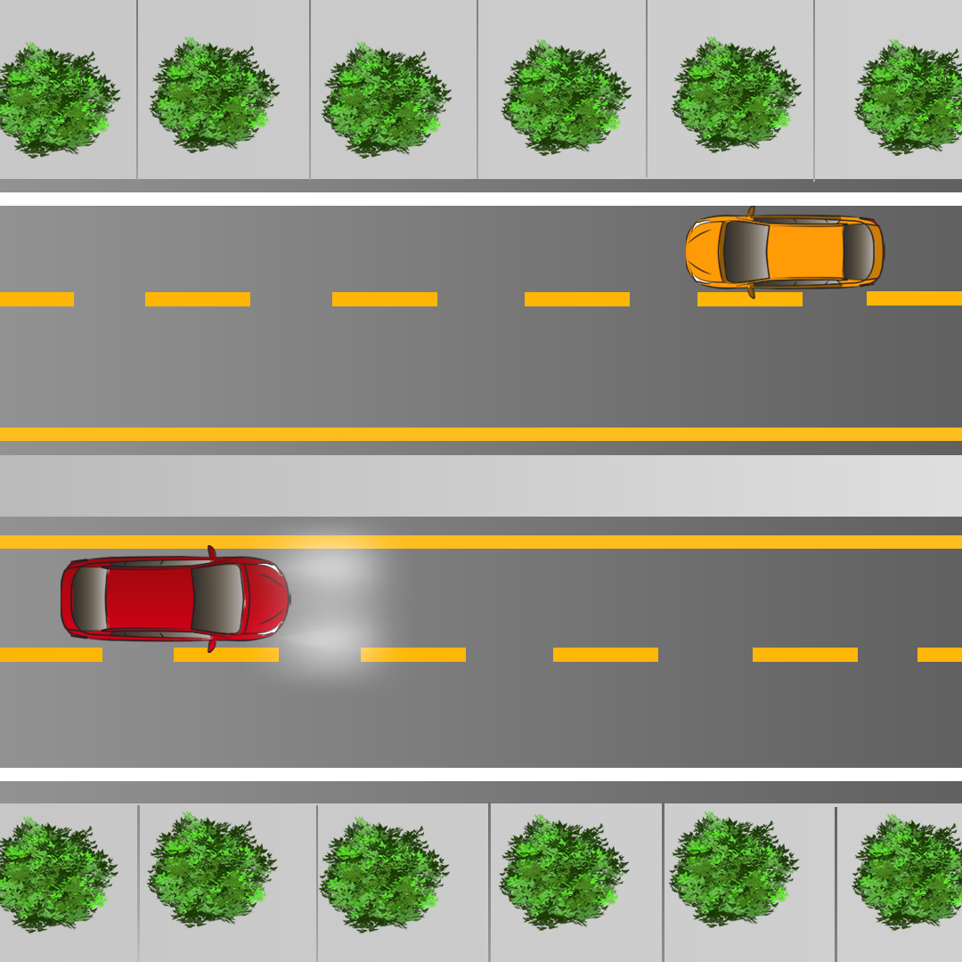 If the distance between roadways is ________, you do not have to dip your headlights for oncoming traffic on a divided highway. - If the distance between roadways is ________, you do not have to dip your headlights for oncoming traffic on a divided highway.