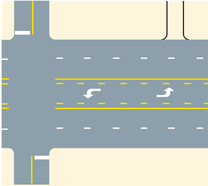 Traffic Signs - Shared centre lanes are used for