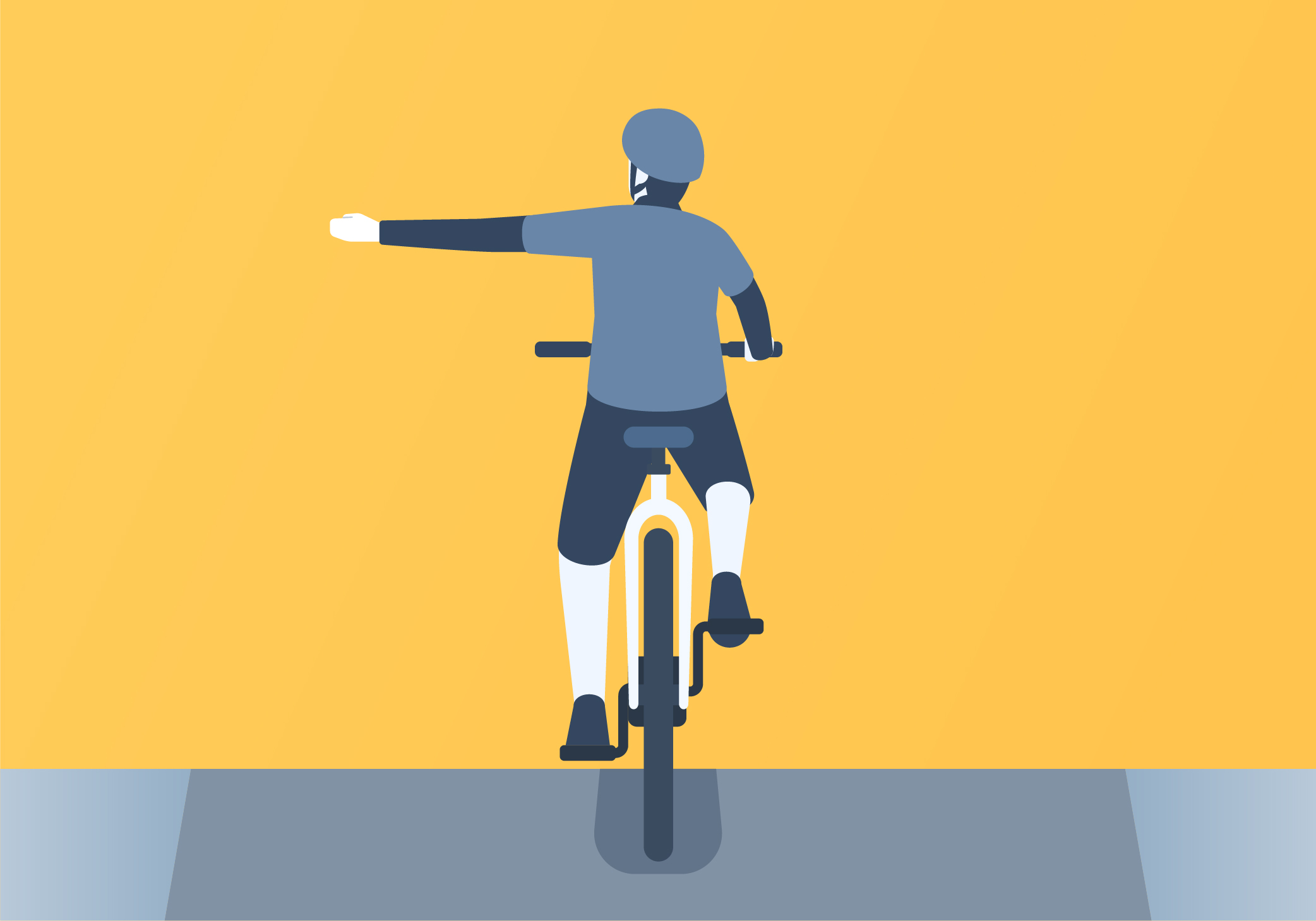 Driving along - If a cyclist signals by holding their left arm straight out, what are they going to do?