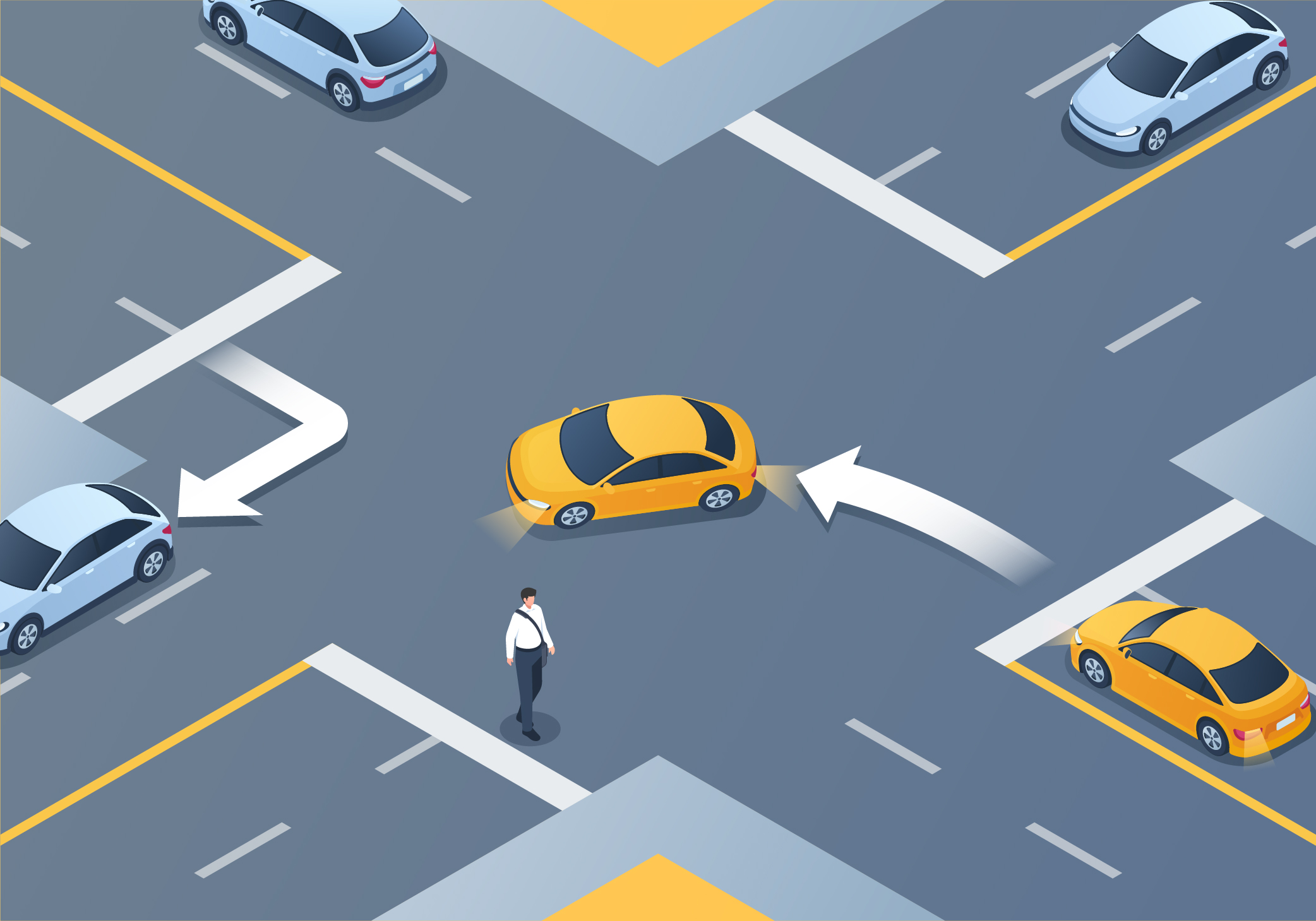 Intersections - While turning left at an intersection, you must yield the right-of-way to: