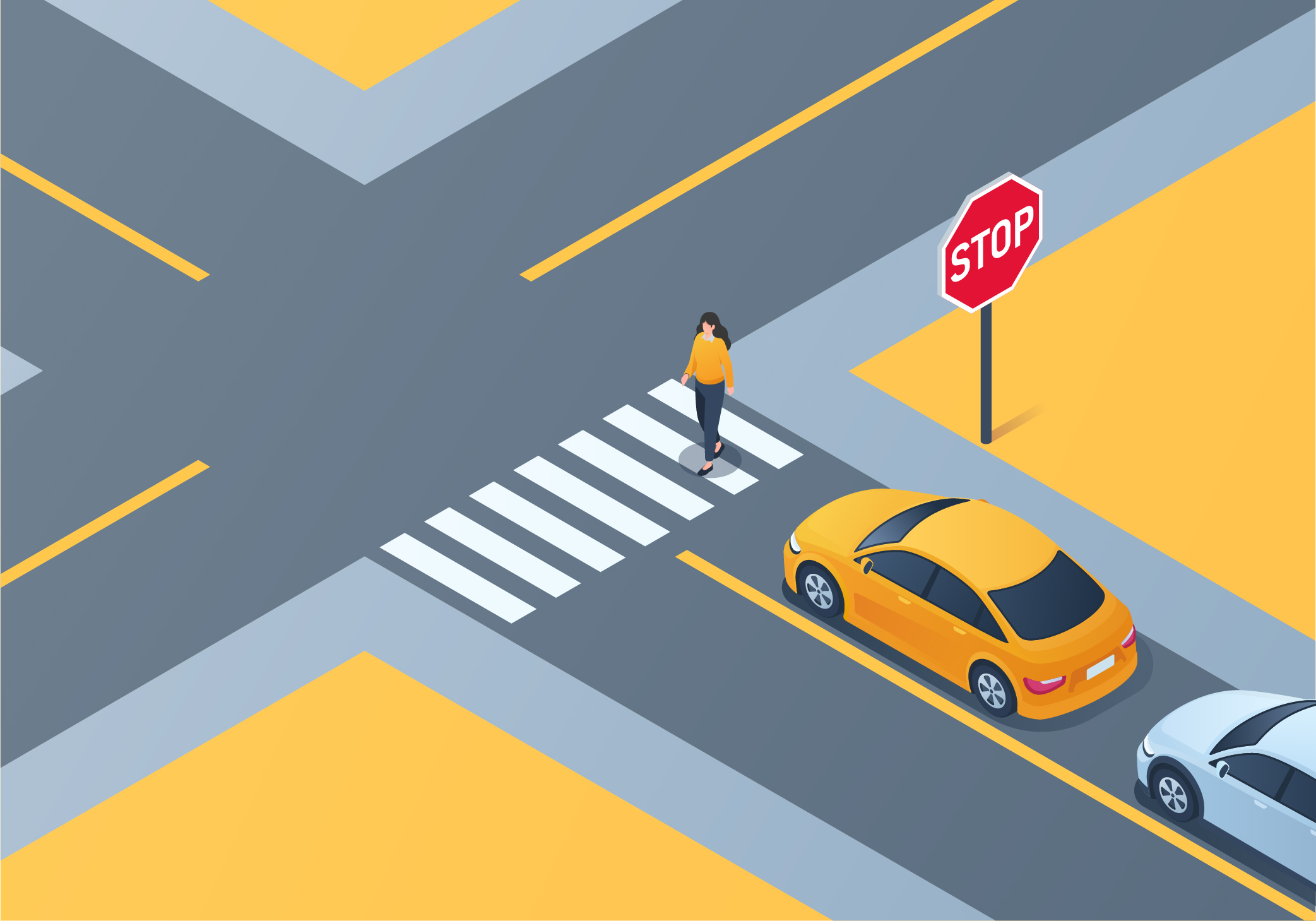 ontario car - What should you do when approaching a stopped vehicle that is letting pedestrians cross the road at the intersection?