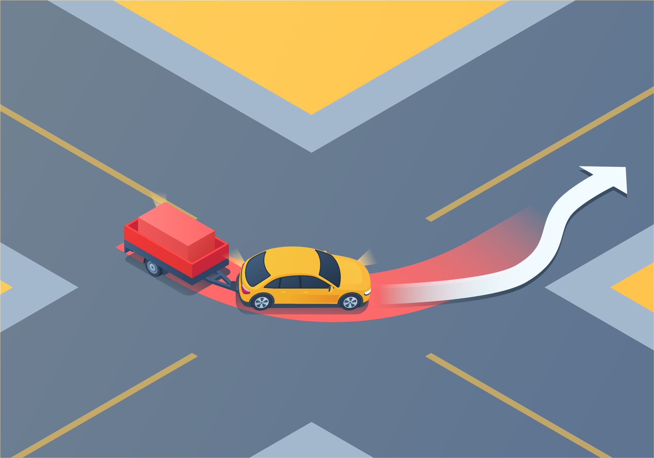 Towing - What should you do immediately after your trailer has safely completed a turn?