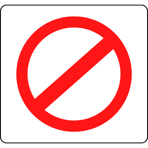 Driving Test Canada - Car Traffic Signs - What does the red circle and slash on a white background sign mean?