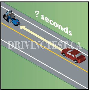 Test 4 - If you are driving behind a motorcycle in good weather, what should your minimum following distance be?