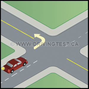 Test 1 - Where on the road should you be driving when making a left turn from a one-way street onto a two-way street?