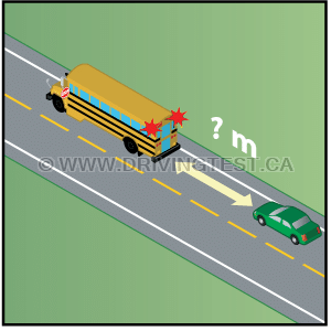 Test 2 - What is the minimum distance away you must stop from a school bus whose flashing lights or warning device are activated?