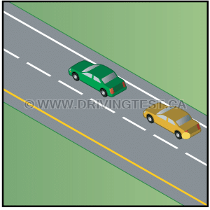 Test 2 - At what point are you allowed to go beyond the speed limit in order to pass another vehicle?