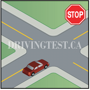 Test 8 - Where should you stop if you're approaching an intersection that doe snot have a crosswalk, stop line, or sidewalk?