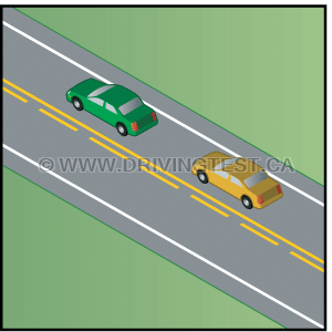 Test 2 - What is indicated by a solid line on the side of the road that you're on but a broken line on the opposite side?