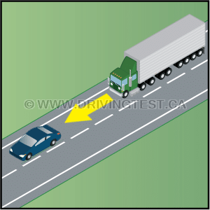 Test 4 - Within what distance of a tractor with a long heard may the driver not be able to see you?