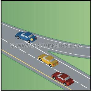 Who should be given the right-of-way if a car is trying to merge with oncoming traffic to get onto a divided highway? - Who should be given the right-of-way if a car is trying to merge with oncoming traffic to get onto a divided highway?