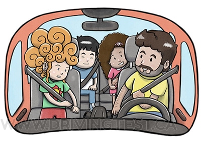 Test 2 - How old should a child be before sitting in the front seat?