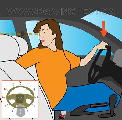 saskatchewan car - What position should your left hand be at on the steering wheel when reversing?