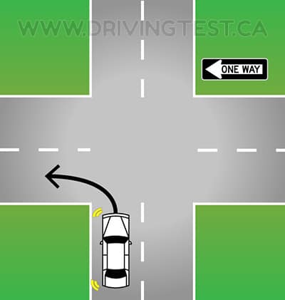 Test 2 - Where on the road should you make a left turn from a one-way street onto another one-way street?