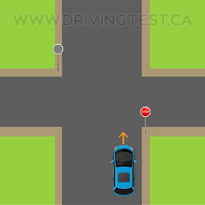 Test 2 - In a rural area with an unmarked intersection with a stop sign, you must stop within what distance of it?