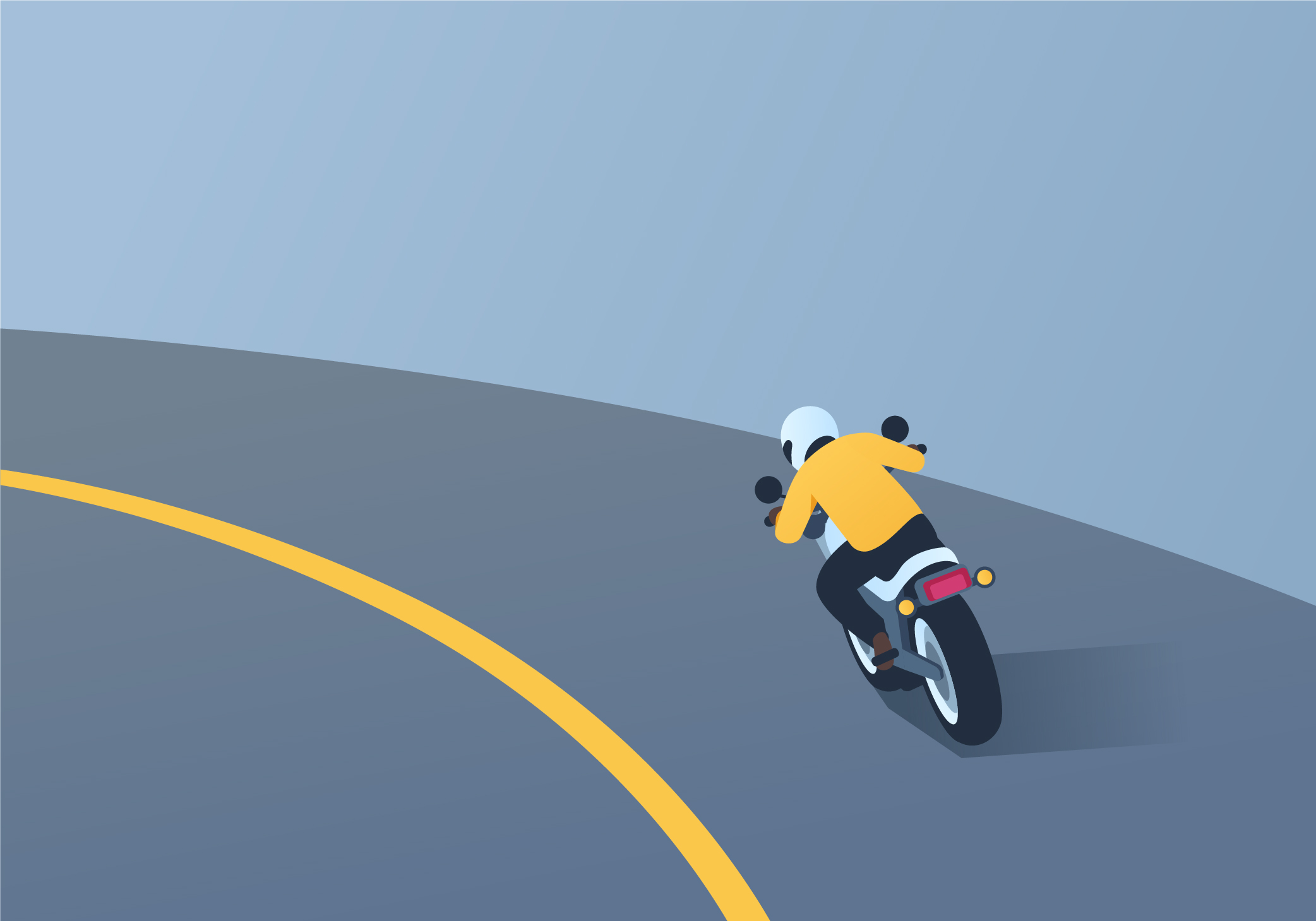 alberta motorbike - How should you make a turn in the blind curve?