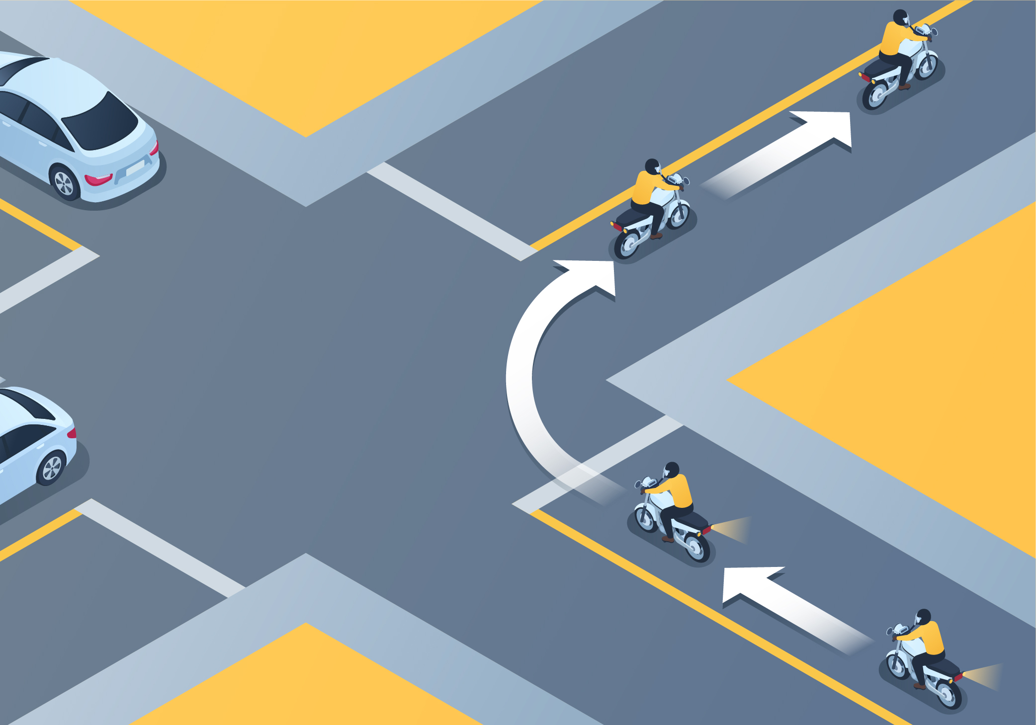 How should you approach an intersection where the curb lane remains the same? - How should you approach an intersection where the curb lane remains the same?