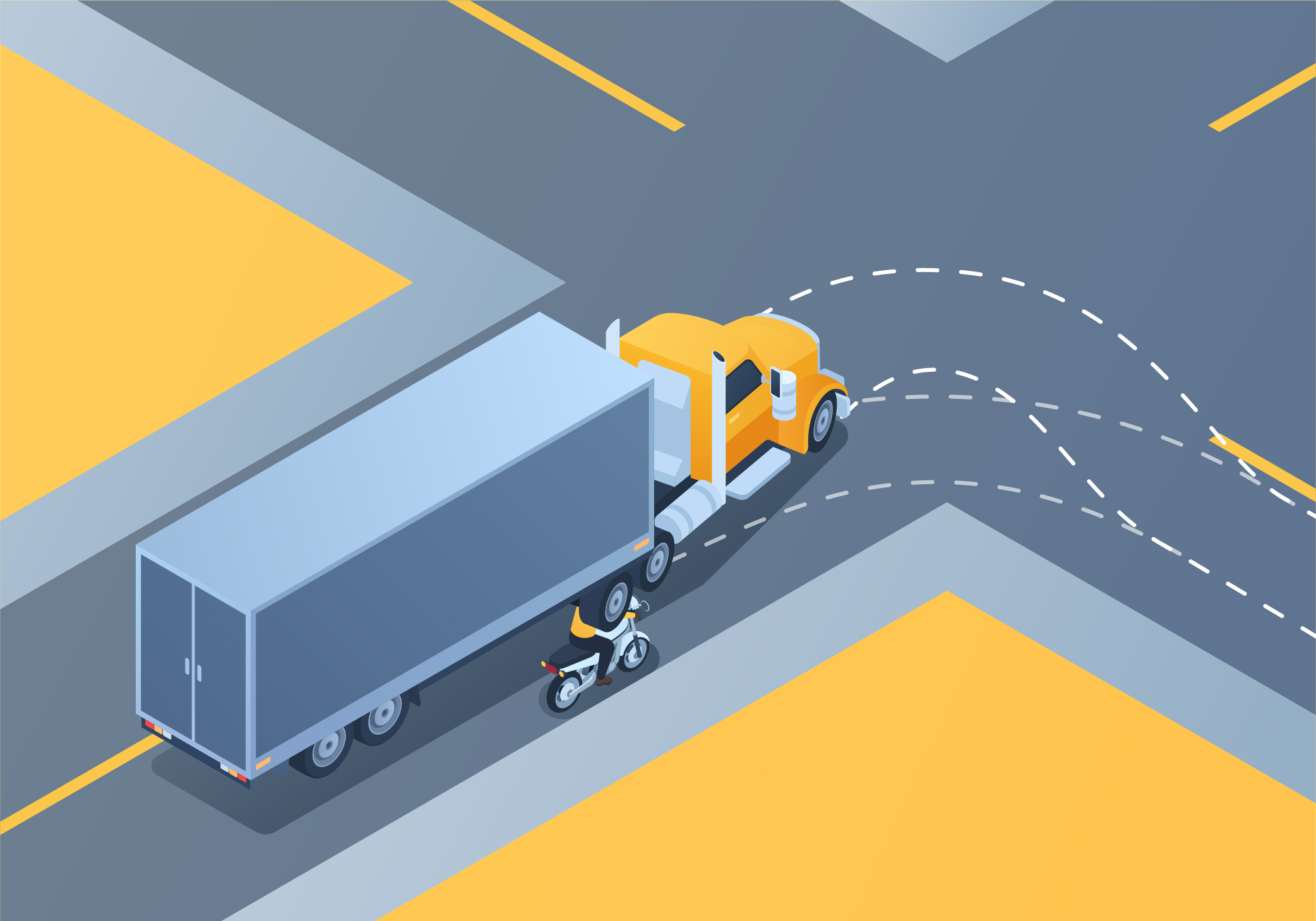 What can happen if a rider is positioned between a large vehicle that is turning right and the curb? - What can happen if a rider is positioned between a large vehicle that is turning right and the curb?